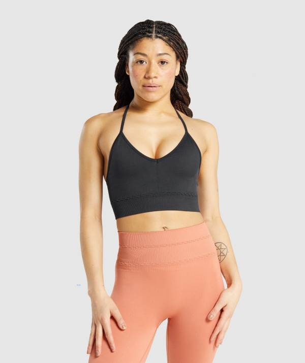 Damske Športové Podprsenky Gymshark Studio Seamless Čierne | RW7019438